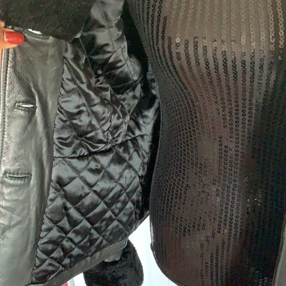 VTG Susie Tompkins Faux Fur Trimmed Genuine Leather Jacket - Picture 9 of 10